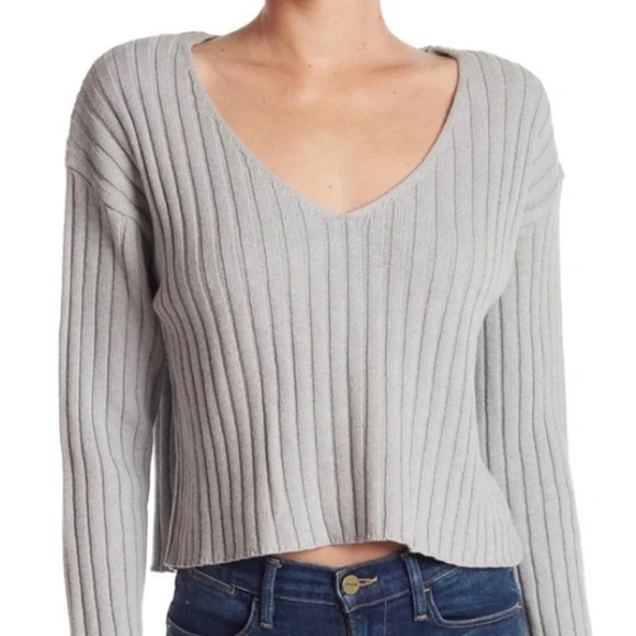 Abound Sweaters - Abound Grey Heather V-neck Knit Sweater - XL